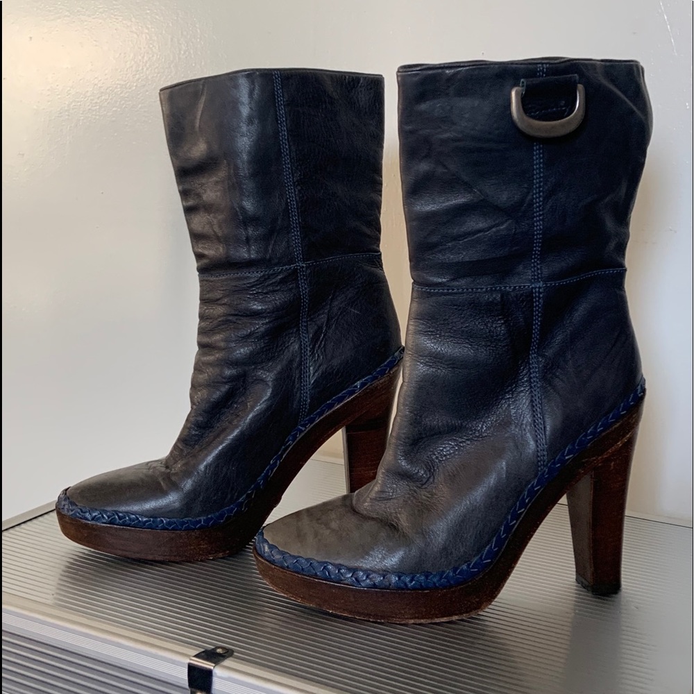 Grey Nike air g series leather heeled boots